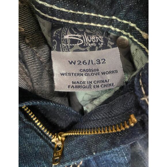 Silver Jeans Co Women's Suki Boot Cut Denim US 26 Embellished Dark Stonewash Y2K - Picture 7 of 11
